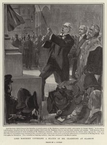 Lord Rosebery avtäcker en staty av Mr Gladstone i Glasgow